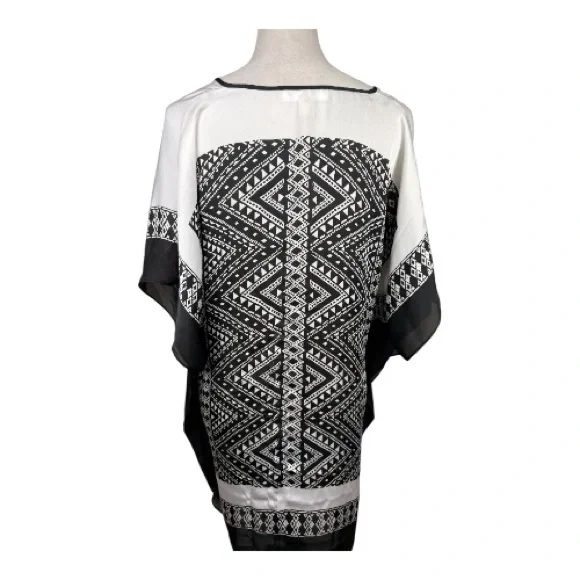 Michael Kors black and white print kaftan tunic top size L/XL - Picture 2 of 7